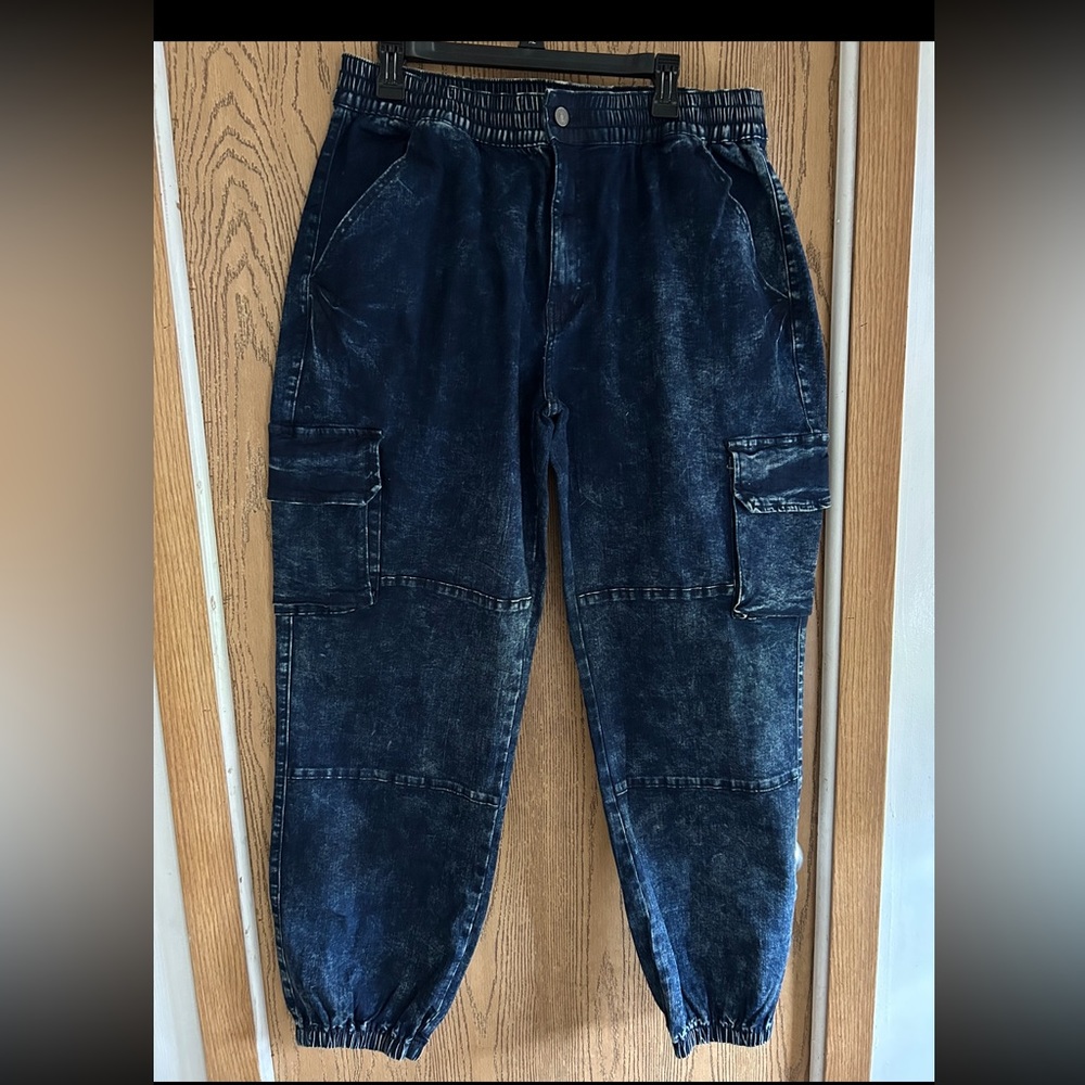 Nwt fashion nova denim cargo jogger size 1X